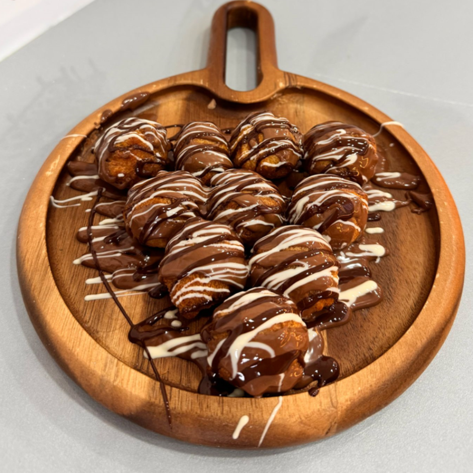 Triple Chocolate Churro Bites